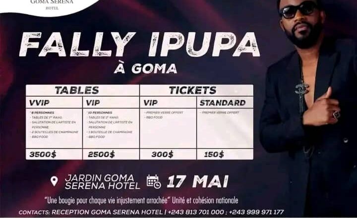 Nord-Kivu:report du concert de Fally Ipupa prévu en ville de Goma